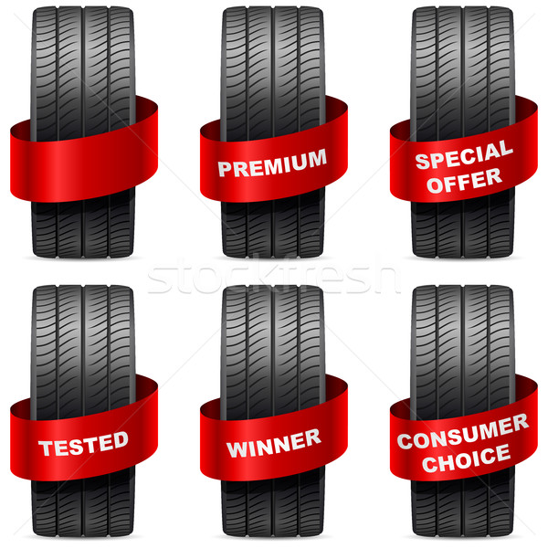 Summer tires with promo red banners Stock photo © tuulijumala