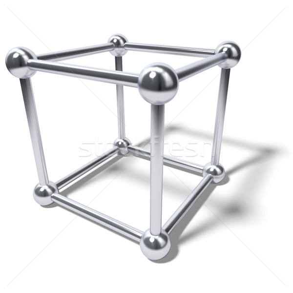 Abstract chroom kubus atoom kooi geïsoleerd Stockfoto © tuulijumala
