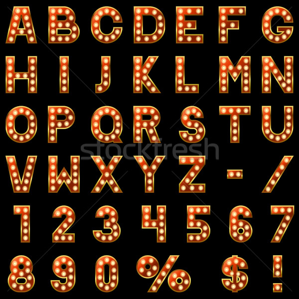 Show lamps red alphabet isolated on black background. Stock photo © tuulijumala