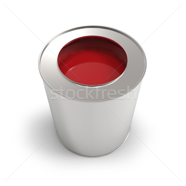 Metall Eimer rot malen isoliert weiß Stock foto © tuulijumala