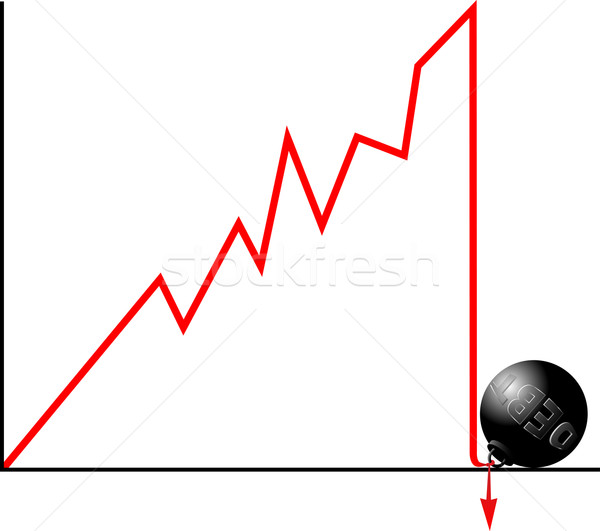 Bankruptcy because of debt concept.  Crashed down graph fastened Stock photo © tuulijumala