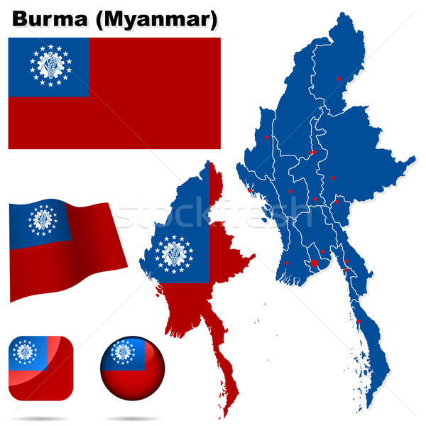 Birmanya Myanmar vektör ayarlamak ayrıntılı ülke Stok fotoğraf © tuulijumala