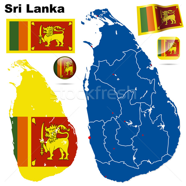 Sri Lanka vector set. Detailed country shape with region borders Stock photo © tuulijumala