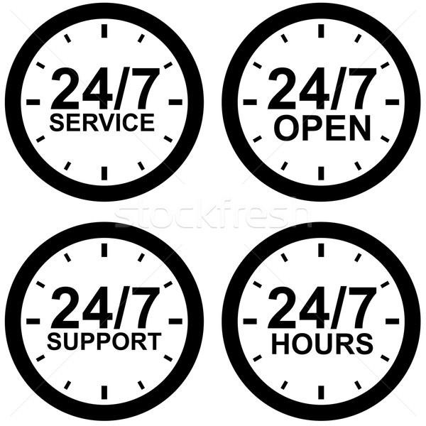 Around-the-clock operating hours black and white vector sign Stock photo © tuulijumala