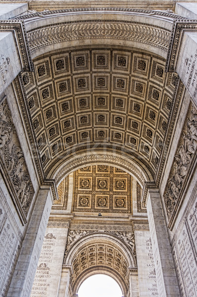 Arc de Triumphe stone vault carving ornaments, Paris, France. Stock photo © tuulijumala