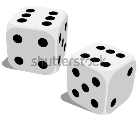 Stock photo: Vector illustration of white dice with double six roll. No gradi