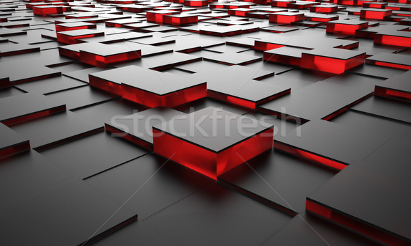 Noir cubes rouge verre core 3D [[stock_photo]] © tuulijumala