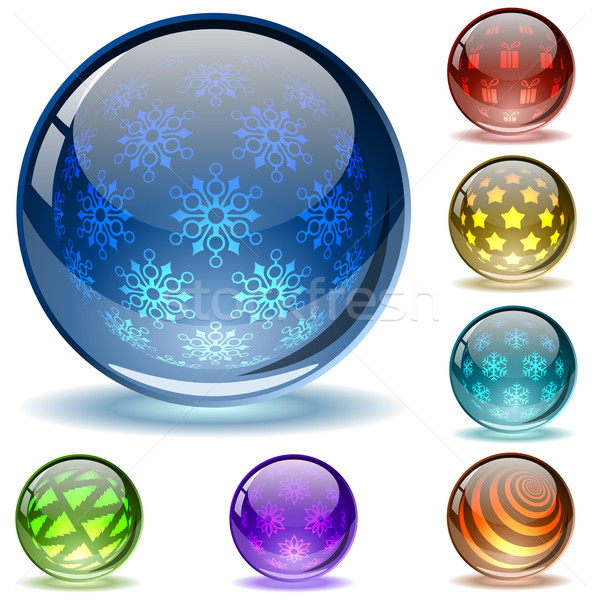 Glossy colorful abstract Christmas  globes with different inner  Stock photo © tuulijumala
