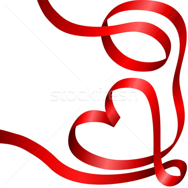 Piros dekoráció szalag göndör szív alak izolált Stock fotó © tuulijumala