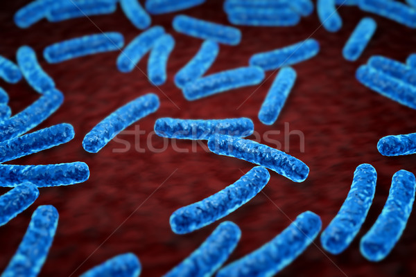 Stock photo: Bacteria under microscope effect 3D illustration.