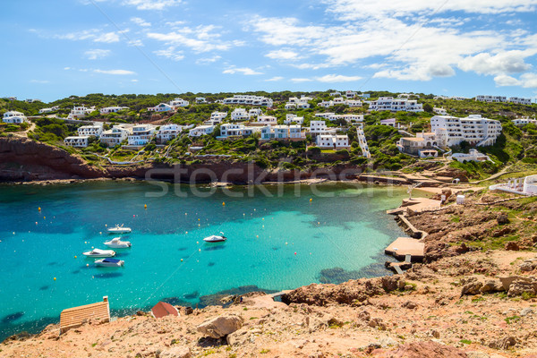 Cala Morell cove scenery in sunny day at Menorca, Spain. Stock photo © tuulijumala