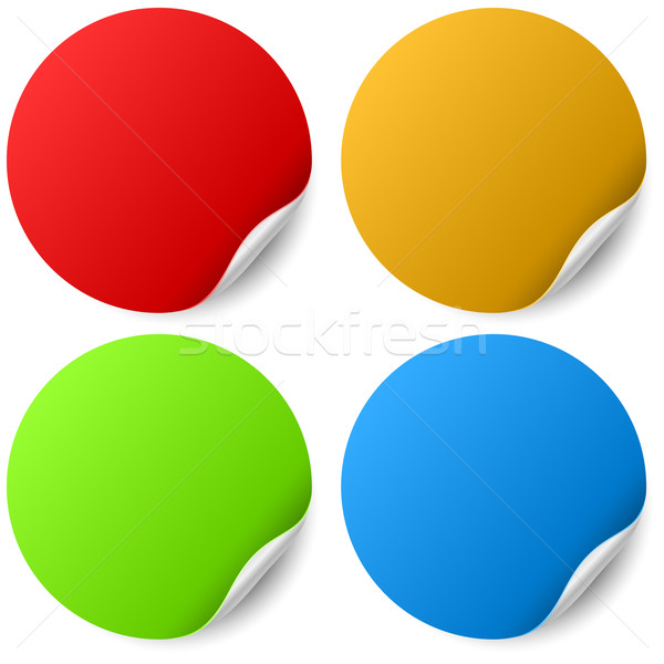 Color round stickers with curled edge vector template Stock photo © tuulijumala