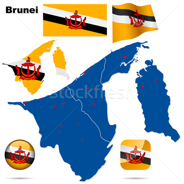 Brunei vector establecer detallado país forma Foto stock © tuulijumala