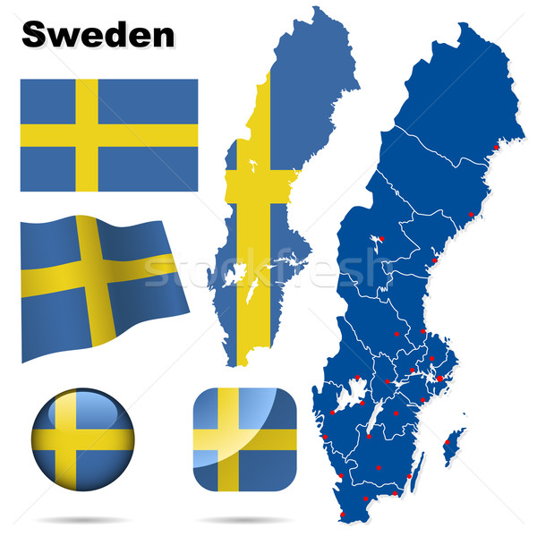 ストックフォト: スウェーデン · ベクトル · セット · 詳しい · 国