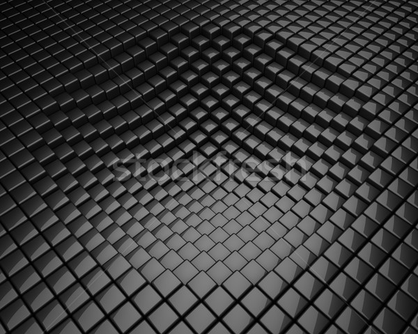 Sphere dented black glossy cubes 3D background. Stock photo © tuulijumala