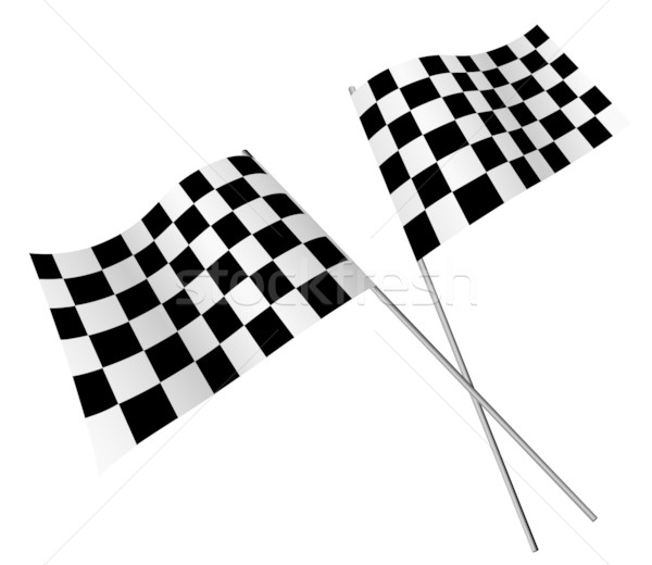 Crossed racing flags isolated on white background. Stock photo © tuulijumala
