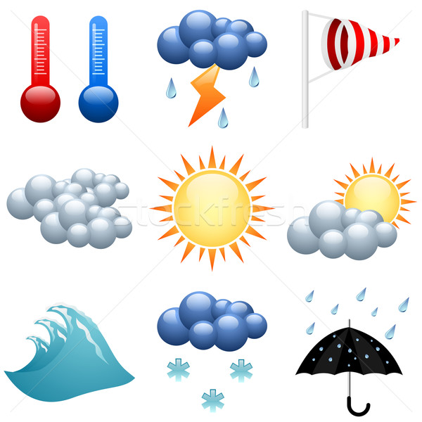 Weather icons set  for forecast web pages. EPS10 file. Stock photo © tuulijumala