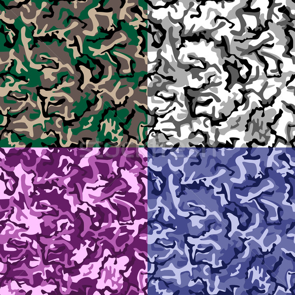Seamless camouflage pattern in four color schemes. Clipping mask Stock photo © tuulijumala