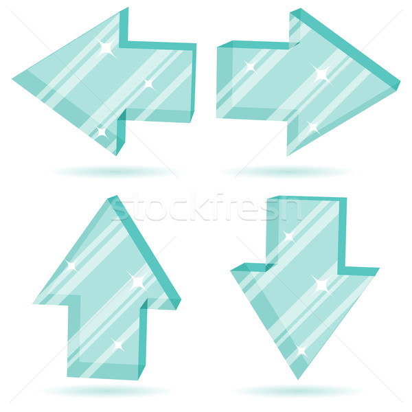 Vector set of 3D glass arrows  pointing four directions. Stock photo © tuulijumala
