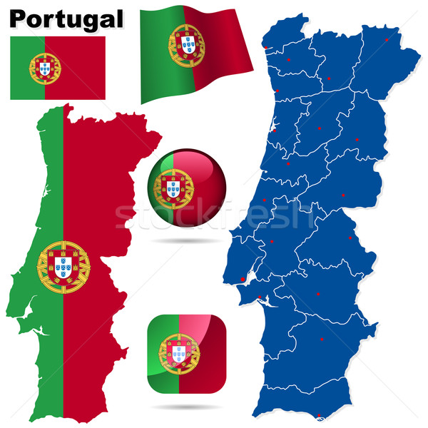 Portugal vector ingesteld gedetailleerd land vorm Stockfoto © tuulijumala