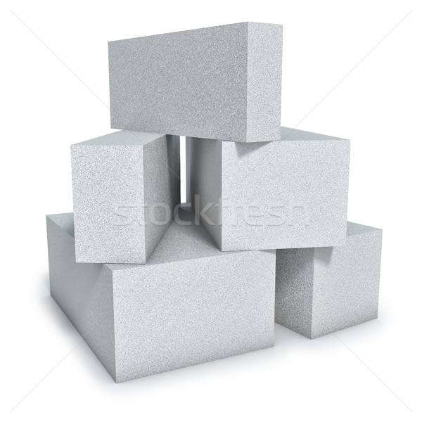 Aerated concrete wall construction blocks isolated on white back Stock photo © tuulijumala
