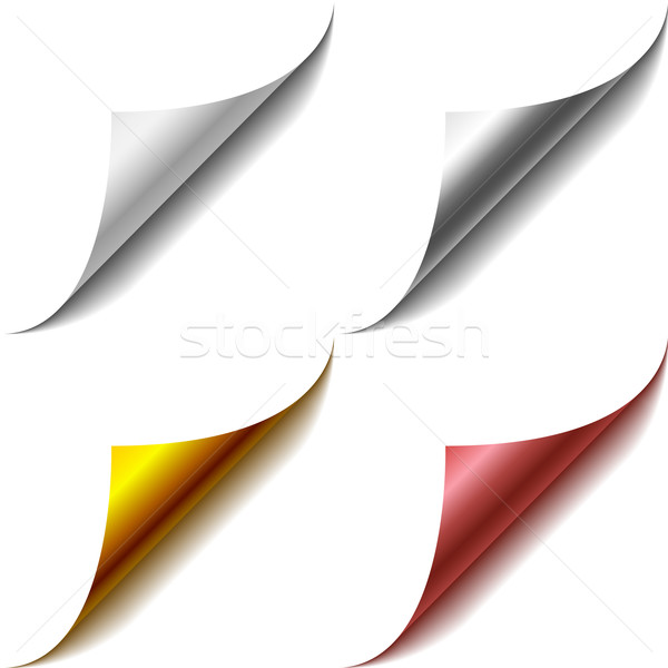 Vector set of bent page corners. One matt and three glossy ones. Stock photo © tuulijumala
