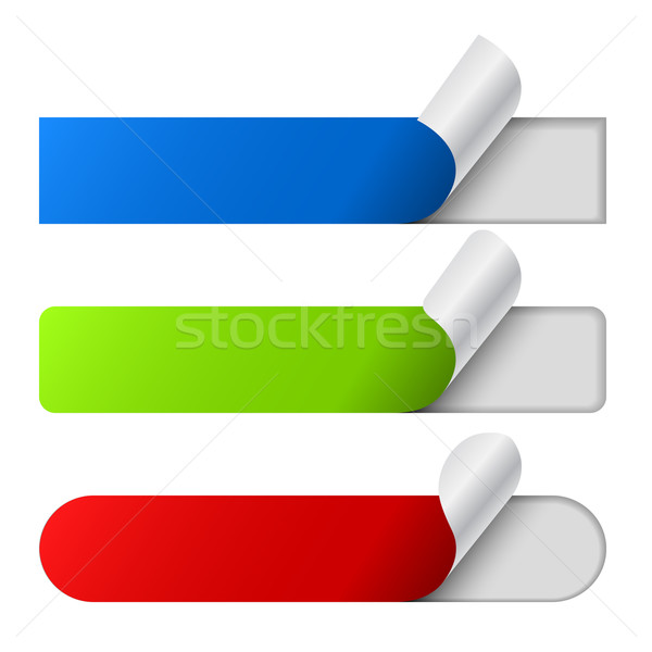 Stock photo: Peeling color labels set isolated on white background.