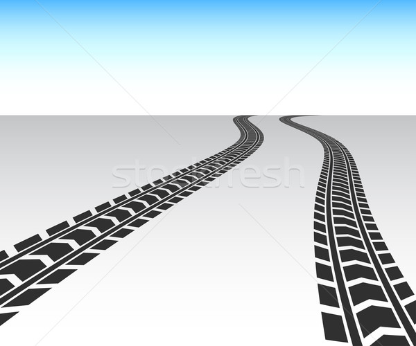 Perspective black truck tire track vector background. Stock photo © tuulijumala