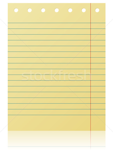 Stock photo: Notepad lined yellow page isolated on white background.