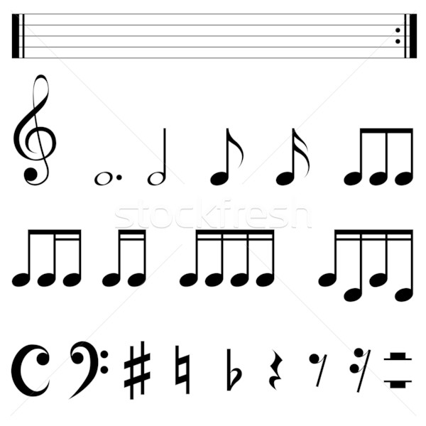 Stock photo: Standard music notation symbols black and white template.