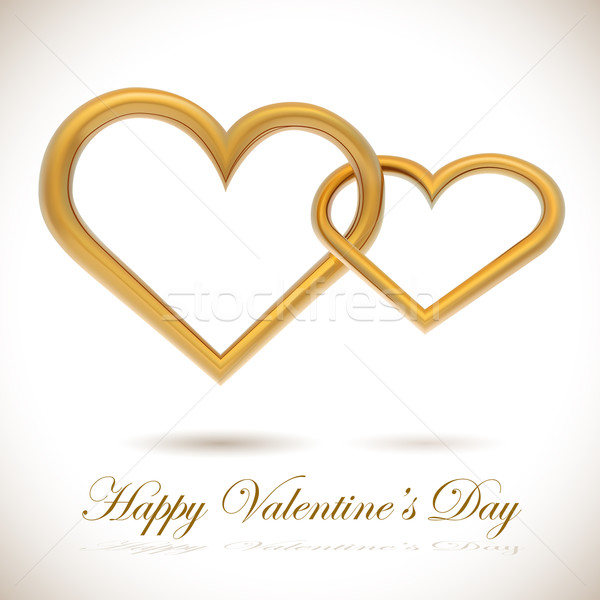 Two golden hearts linked together realistic vector illustration. Stock photo © tuulijumala