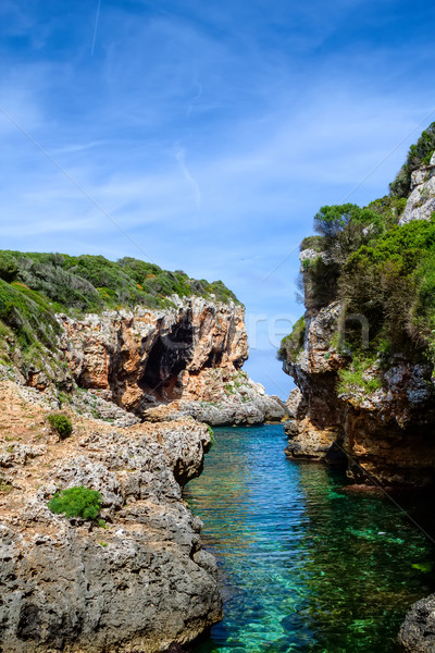 Cala de Rafalet cove in sunny day, Menorca island, Spain Stock photo © tuulijumala