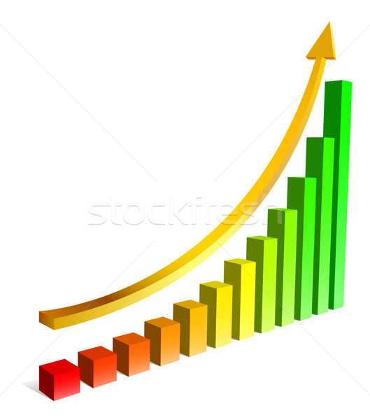 Rising varicolored bars with golden arrow on top. Growth concept Stock photo © tuulijumala