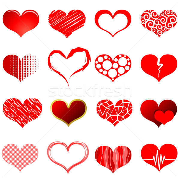 Vektor gyűjtemény piros szív formák izolált Stock fotó © tuulijumala