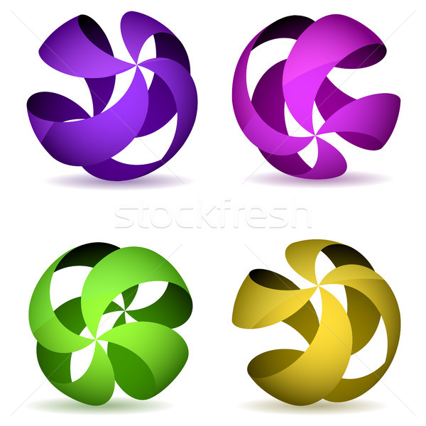 Kleur vier gestreept wireframe bollen groene Stockfoto © tuulijumala