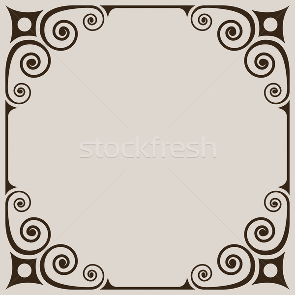 Simple vintage curls frame on beige background. Stock photo © tuulijumala