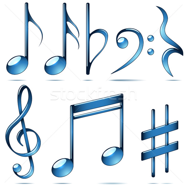 Music notation blue glass symbols. Stock photo © tuulijumala