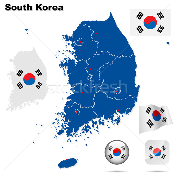 Korea Południowa wektora zestaw szczegółowy kraju Zdjęcia stock © tuulijumala