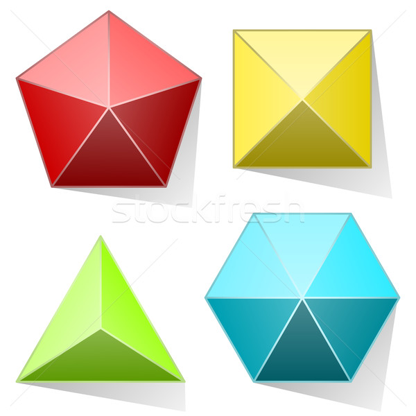 Kolor piramidy zestaw odizolowany biały Internetu Zdjęcia stock © tuulijumala