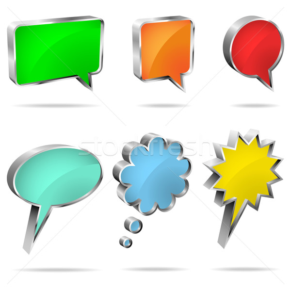 Vector set of 3D speech and thought bubbles isolated on white ba Stock photo © tuulijumala