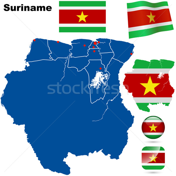 Suriname detailed country shape and flags. Stock photo © tuulijumala