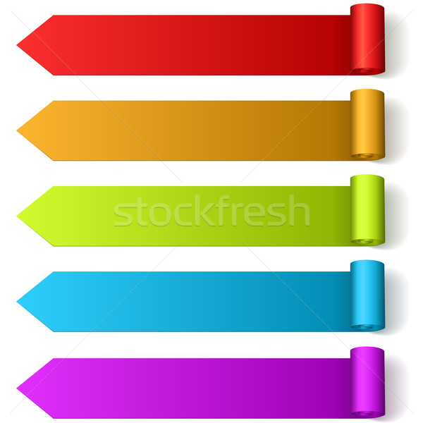 Farbenreich arrow gerollt Etiketten isoliert Stock foto © tuulijumala