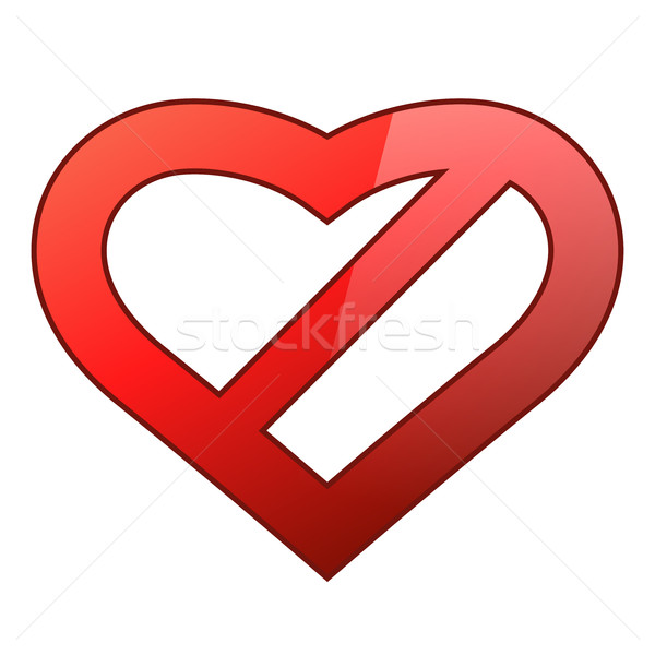 Abstract red heart shaped restriction sign Stock photo © tuulijumala