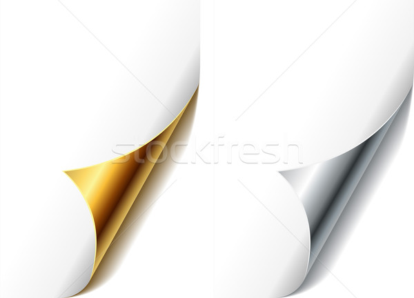 Curled golden and silver page corner. Stock photo © tuulijumala