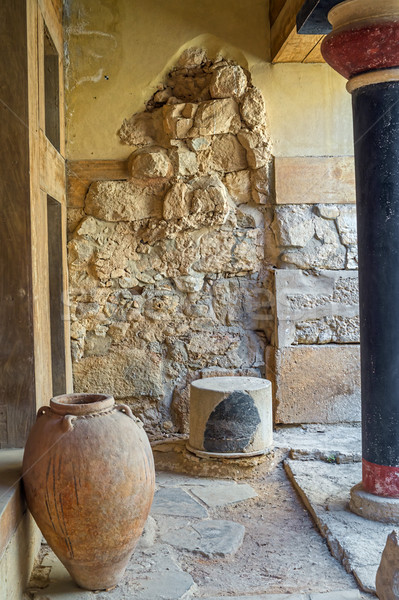 Knossos Palace colonnade interior with big ancient jar, Crete, G Stock photo © tuulijumala