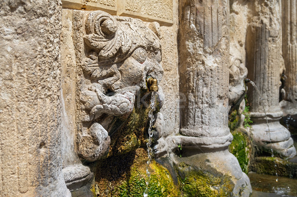 Stone lions head close-up of the Rethymno old town Rimondi Fount Stock photo © tuulijumala