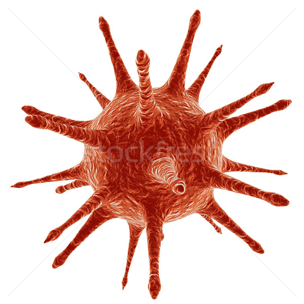 Stock photo: Red virus cell 3D render isolated on white background.