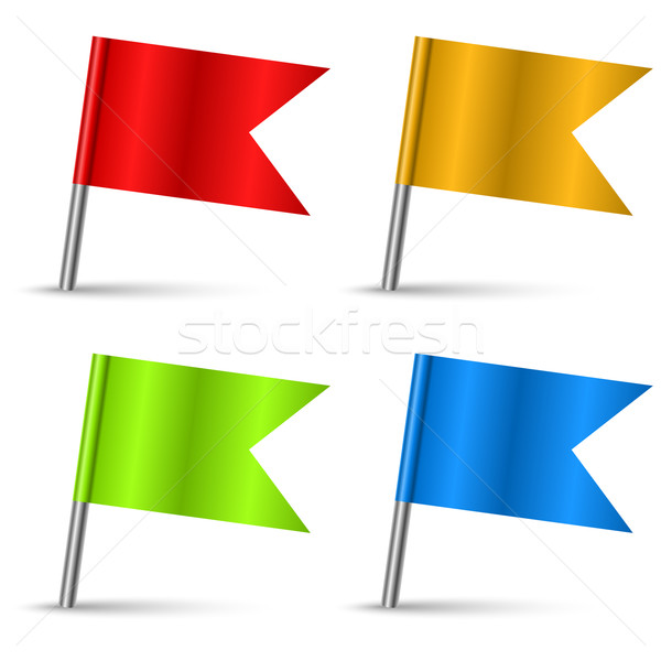 Color pin flags set vector template isolated on white background Stock photo © tuulijumala