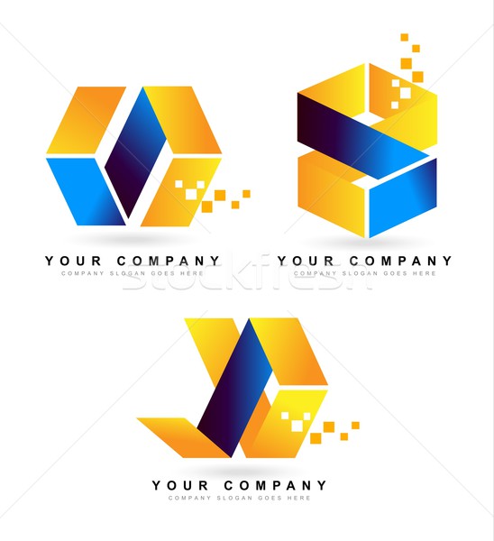куб логотип аннотация вектора дизайна белый Сток-фото © twindesigner