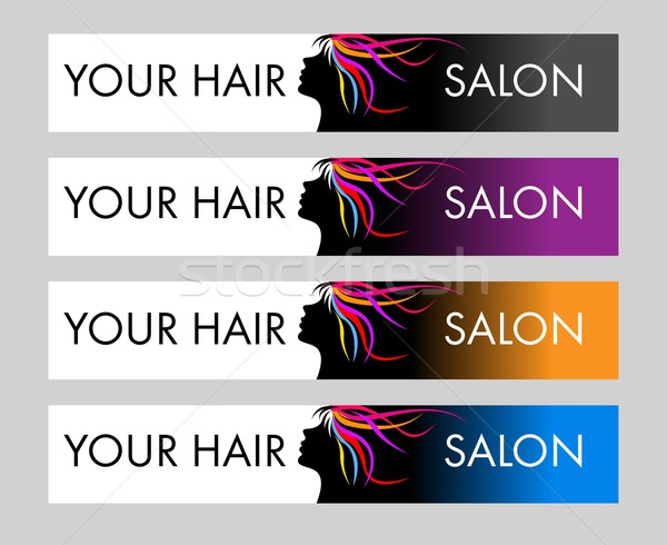 Salão de cabeleireiro logotipo criador vetor feminino cabeça Foto stock © twindesigner